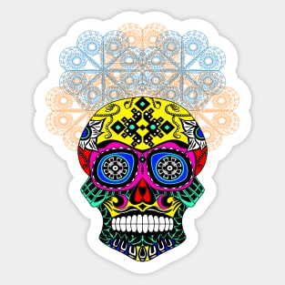 colorful catrina in floral crown ecopop pattern Sticker